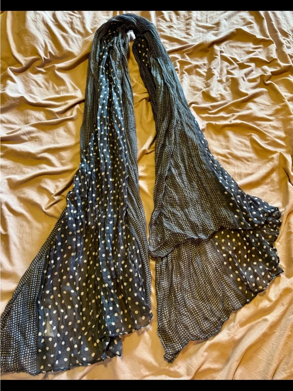 Women's polka dot scarf, dark blue and white
